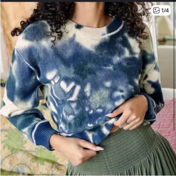 Natural Life Taylor Tie Die Cropped 100% Cotton Sweater size L/XL - Picture 2 of 4
